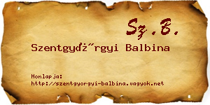 Szentgyörgyi Balbina névjegykártya